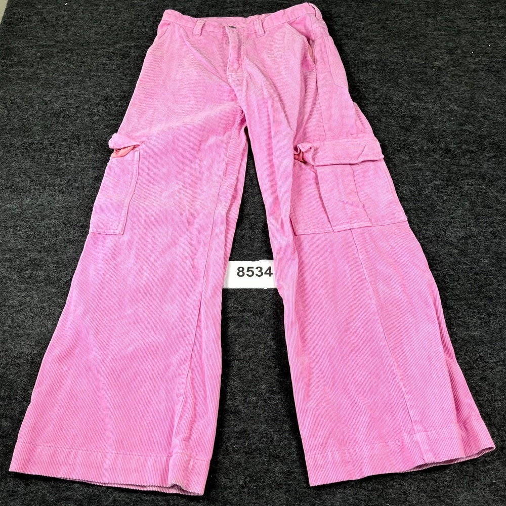 J. Galt Shanghai Cargo Pants Womens S Pink Corduroy Cottonā Wide Leg Flat Front